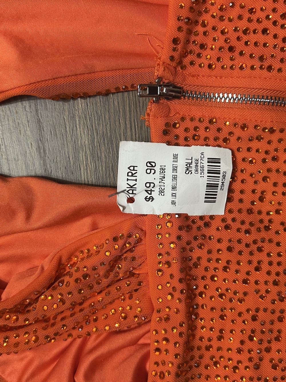 Orange Rhinestone Embellished Top - Picture 3 of 3